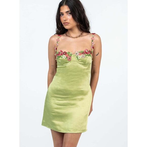 Xtraordinary Floral applique mini going out dress Size Large Fairy Love Island - Picture 1 of 13